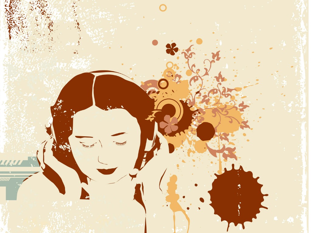 an-abstract-painting-of-a-girl-wearing-headphones