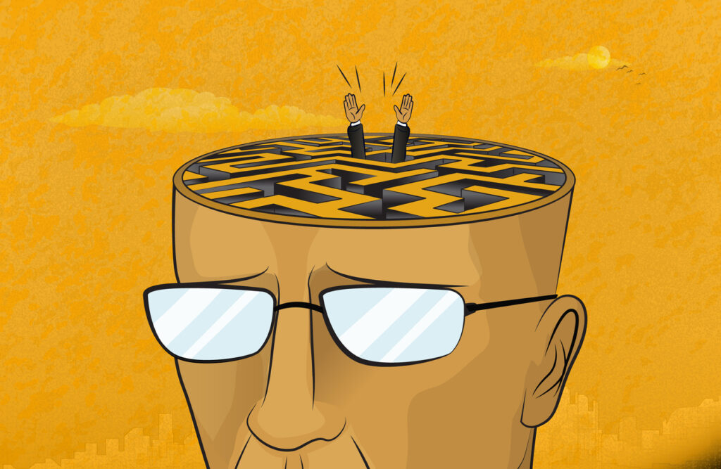 A brain maze inside a man's head