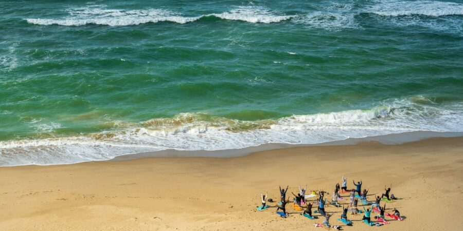 people on beach during daytime: wellbeing