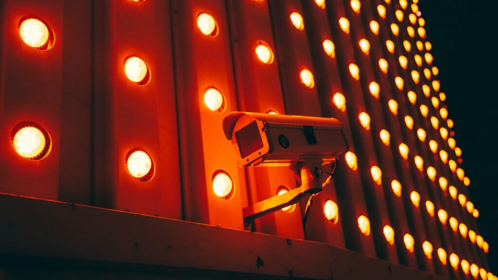 white bullet camera during nighttime