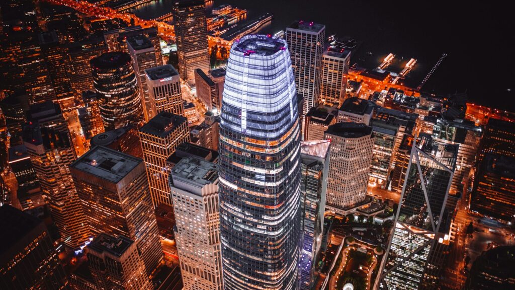 aerial view of city during nighttime, 60 hour work week,