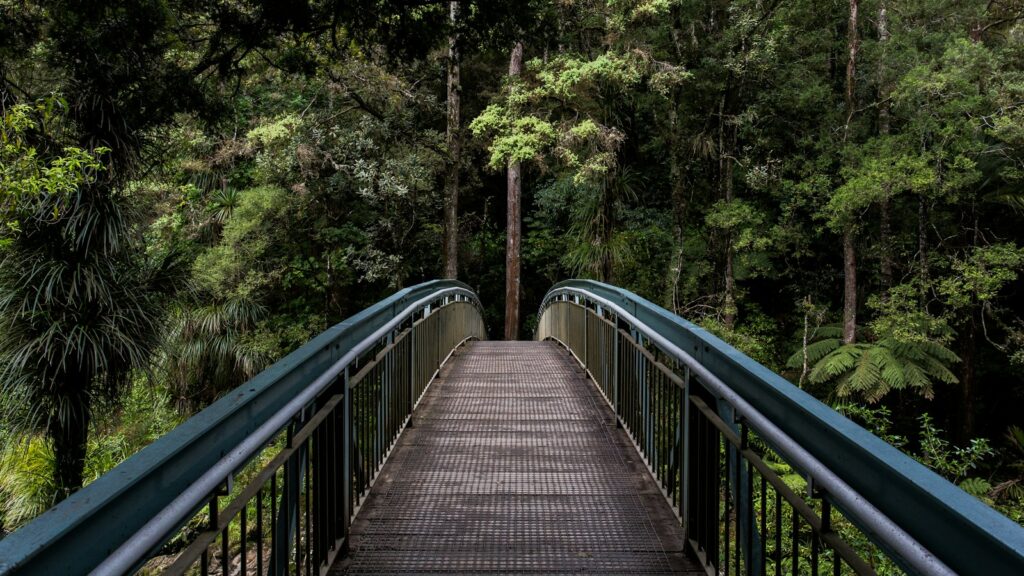 blue and brown steel bridge. HR supervision concept
