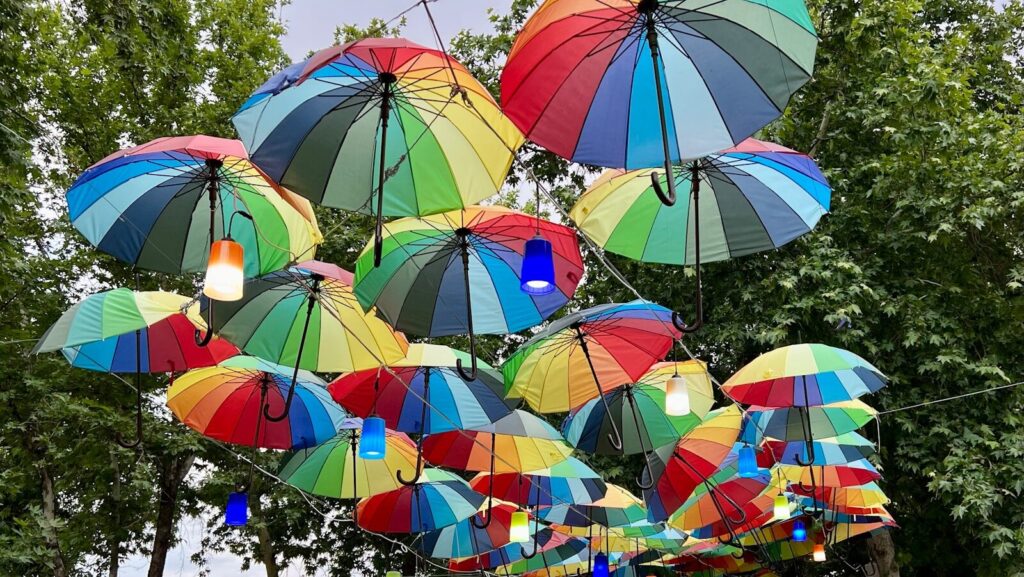a group of colorful umbrellas
